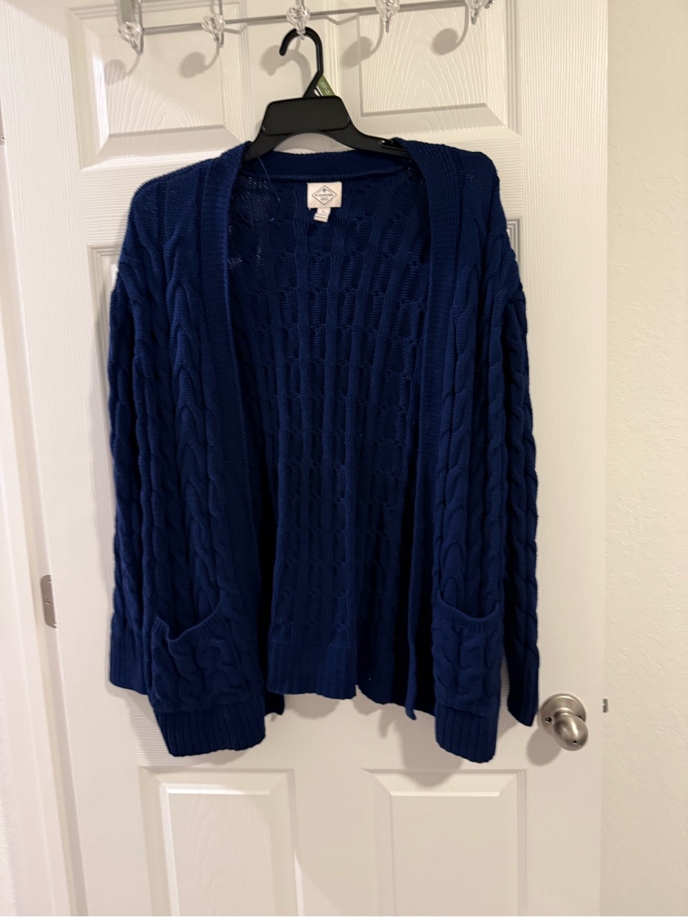 St. John's Bay Cable-Knit Open Cardigan - Navy